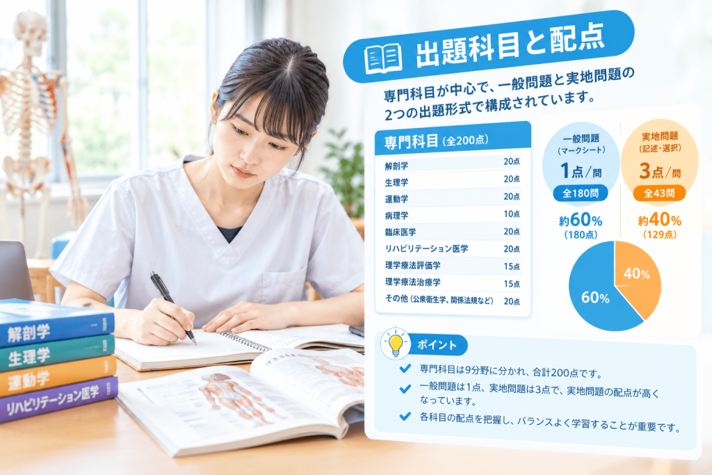 理学療法士国家試験の出題科目と配点構造